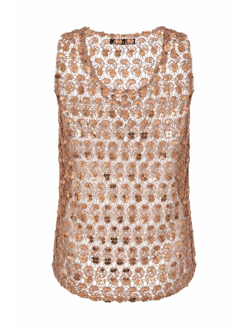 Top in pizzo con paillettes HANITA | H.M3218.4648289.MOCHA MOUSSE